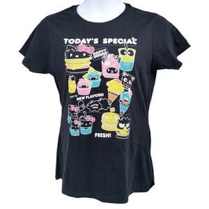 NEW Hello Kitty Sanrio Kawaii Burger Shop Foodie Neon Retro Menu T-Shirt‎